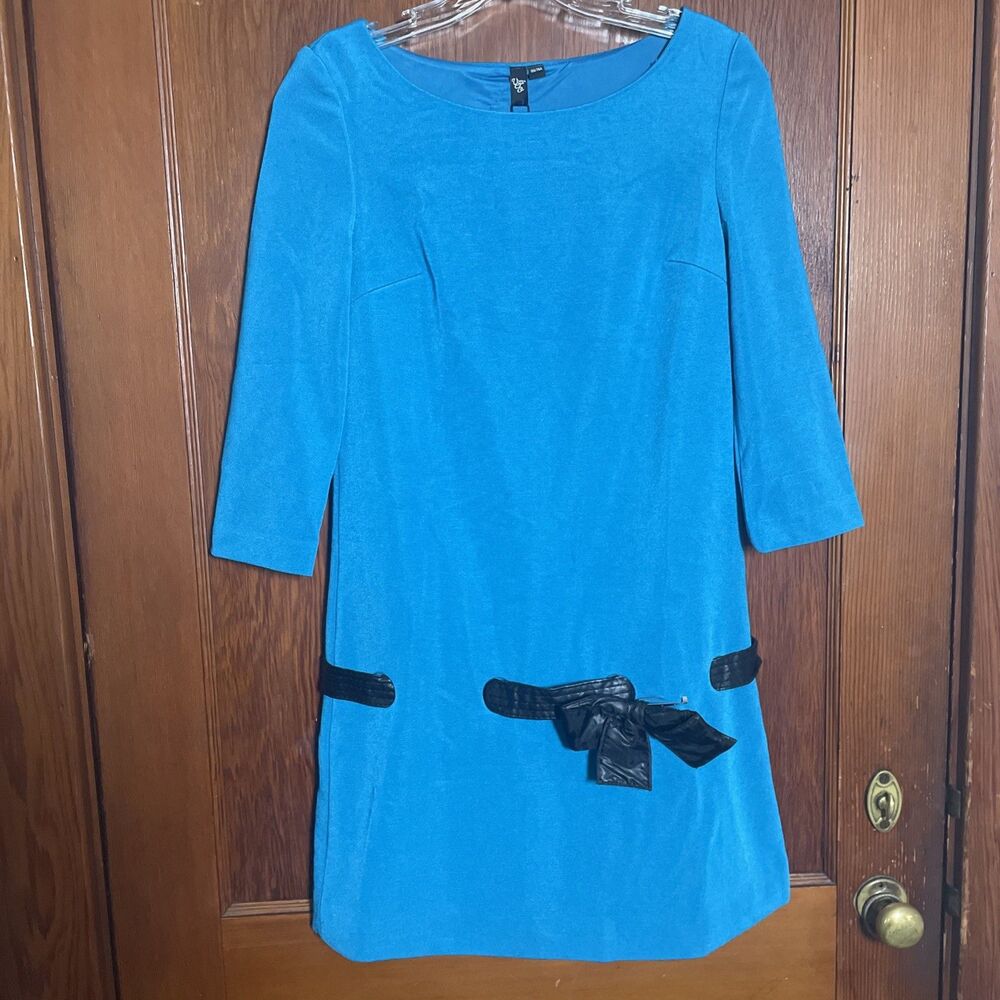 Vero Moda Women’s Blue Dress XS 3/4 Sleeve NWT Black Trim Bow